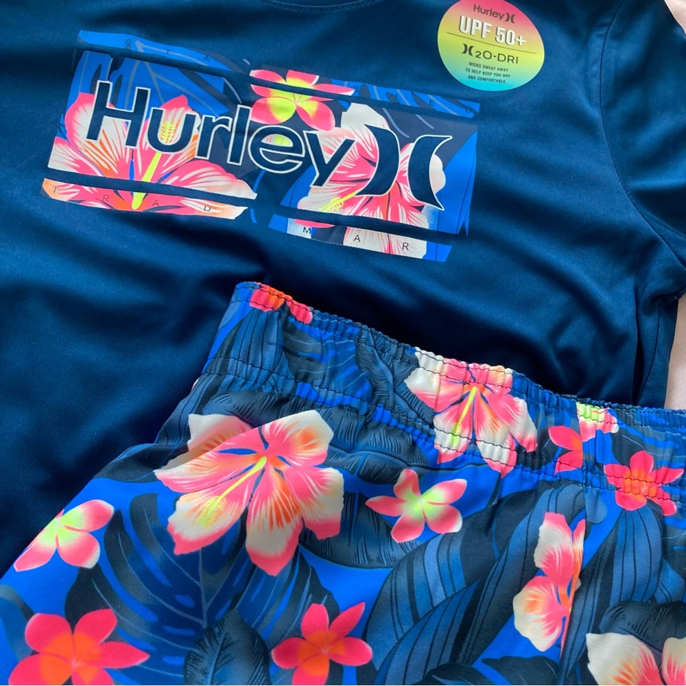 Hurley UPF 50+ Floral Shorts Dri-fit Tee Set 6252 - Picture 4 of 9